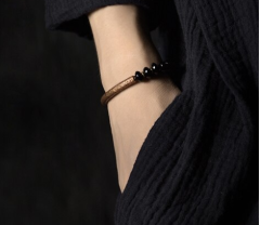 El Yapımı Oniks Doğal Taşlı Bakır Bileklik