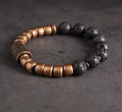 El Yapımı Bakır Lav Taşı Vıntage Bileklik