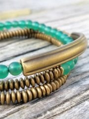 El Yapımı Bakır  ve Doğal Akik Taş Vıntage Bileklik