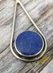 El Yapımı Bakır Su Damlası Vintage Küpe-Lapis