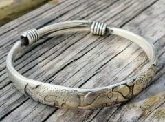 Lotus Ve Balık İşlemeli Bakır Bileklik