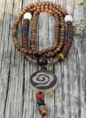 El Yapımış  Ahşap Tılsımlı Etnik Uzun Kolye