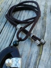 Vıntage Tarz Abanoz  Ahşap Uzun Kolye