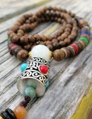 Vintage Lotus Öküz Boynuzlu Ahşap Uzun Kolye Uniseks