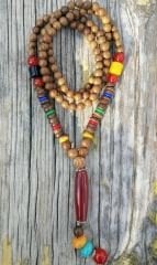 Vintage Lotus Öküz Boynuzlu Ahşap Uzun Kolye Uniseks