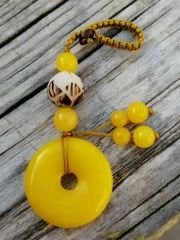 Agat Oyma Lotus Anahtarlık Sarı