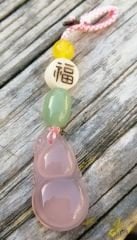 Agat Oyma Lotus Anahtarlık Pembe