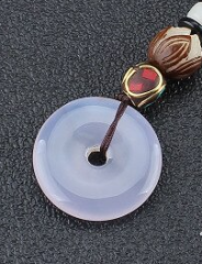 Agat Oyma Lotus Mantra Anahtarlık Beyaz