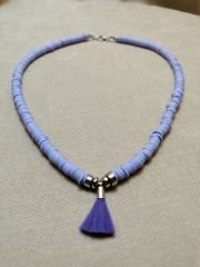 Ntfk-9 Tasarım Mor Püsküllü Lila Fimo Kolye