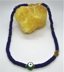 Ntfk-10 Tasarım Nazar Boncuklu K.Mavi  Fimo Kolye