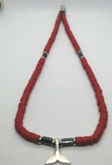 Ntfk-12 Tasarım Hematitli Gümüş Kuyruklu Fimo Kolye