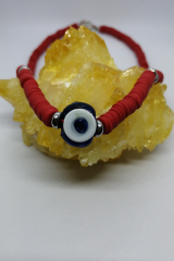 Ntfk-13 Tasarım  El Yapımı Cam Boncuklu  Kırmızı Fimo Kolye