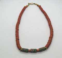 Ntfk-15 Tasarım Fimo Sıkma Boncuklu Kolye Kahve