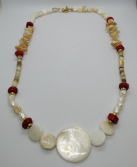 Ntfk-17 Tasarım Doğal Taş Sedef Ve Mercan  Kolye