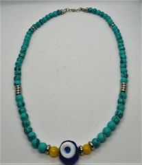 Ntfk-18 Tasarım  El Yapımı Doğal Taş Firuze Kolye Mavi