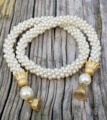 Sgb-1  Hapıshane İşi İnci Bileklik  Ecru