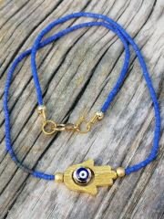 Ntak-22 Tasarım Afgan Boncuk Hamsa Kolye Mavi