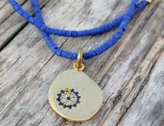 Ntak-25 Tasarım Mavi Afgan ve Nazar  Boncuklu Kolye