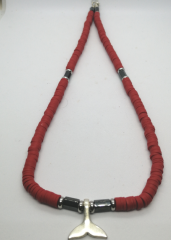 Ntfk-28 Tasarım Fimo Hematit Gümüş Kuyruk Kolye