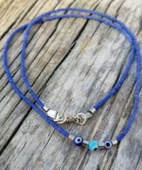 Ntfk-32 Tasarım Afgan 3 Nazar  Mavi Kolye