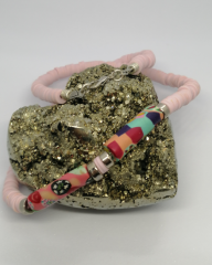 Ntfk-34 Tasarım  Fimo 2 Sıkma Boncuklu Pembe Kolye