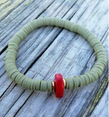 Ntfb-40 Mercan Taşlı Haki Bileklik