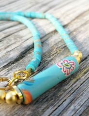 Ntfk-48 Tasarım  Mavi Sıkma Fimolu Afgan  Kolye