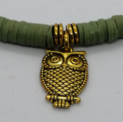 Ntfk-49 Tasarım  Altın Baykuş Haki Fimo Kolye