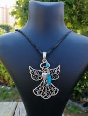 Ntmk-50 Tasarım Püsküllü Gümüş Melek Kolye