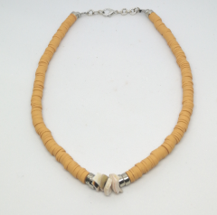 Ntfk-51 Tasarım  Doğal Kabuk Bej Fimo Kolye