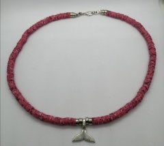 Ntfk-52 Tasarım  Gümüş Kuyruk Mozaik Pembe Fimo Kolye