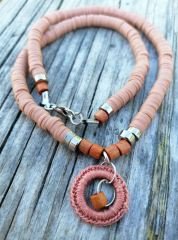 Ntfk-55 Tasarım Halka Oyalı Kahve Fimo Kolye