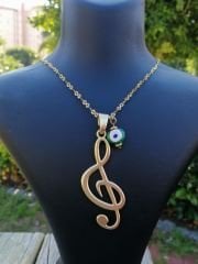 sarım Altın Sol Anahtarı Kolye