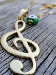 sarım Altın Sol Anahtarı Kolye