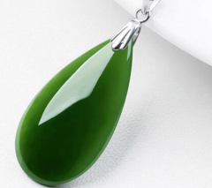 Yeşil Kalsedon Damla Uçlu 925 Ayar Gümüş Kolye
