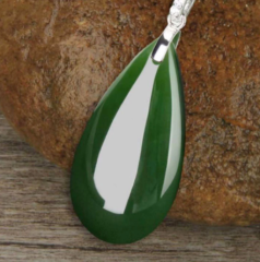 Yeşil Kalsedon Damla Uçlu 925 Ayar Gümüş Kolye