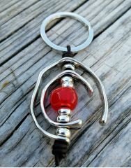 Doğal Taşlı Gümüş Anahtarlık