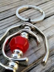 Doğal Taşlı Gümüş Anahtarlık