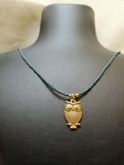 Ntak-77 Tasarım  Altın Baykuşlu  Yeşil Afgan  Kolye