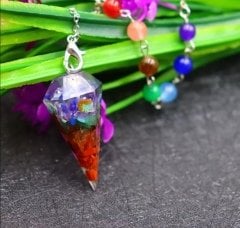 Doğal Taş 7 Çakra  Pandül Gümüş