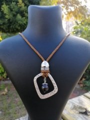 Ntk-86 Tasarım  Doğal Taşlı Gümüş  Paracord Kolye