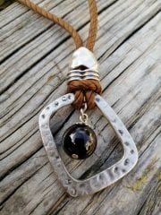 Ntk-86 Tasarım  Doğal Taşlı Gümüş  Paracord Kolye