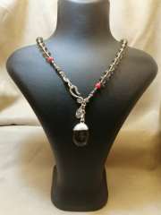 Ntk-88 Tasarım Dumanlı Kuvars ve Gümüş Vav Kolye