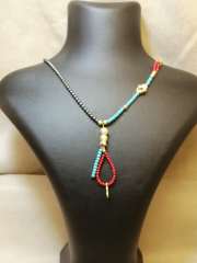 Ntmk-89 Tasarım  Firuze Hematit Mercan Taşlı Altın Laleli Kolye