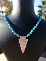 Ntmk-91 Tasarım  Gümüş  Plakalı Firuze Kolye