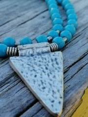 Ntmk-91 Tasarım  Gümüş  Plakalı Firuze Kolye