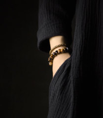 El Yapımı Dövme Bakır  Altın Kaplan Gözü Vıntage Bileklik