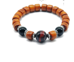 El Yapımı Yak Kemik Boncuk Kaplan Gözü Şans Bilekliği