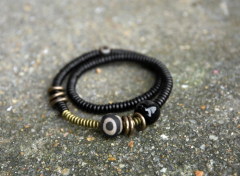 Bakır Oniks Abanoz Etnik Meditasyon Bilekliği