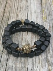 Bakır Ve Küp Abanoz Boncuk  Bileklik